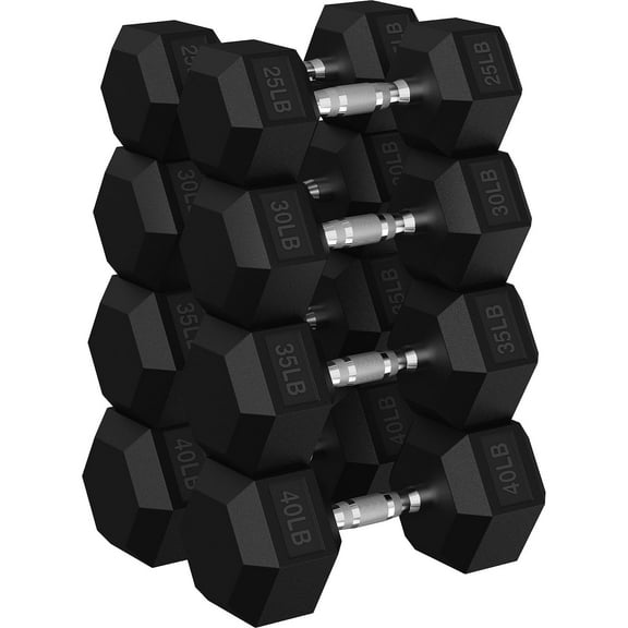 PAPABABE HEX Dumbbell 260 lb Set, Rubber Encased Home Gym Dumbbells, Exercise & Fitness Weights Dumbbells for Women & Men, Hand Weight for Strength Training