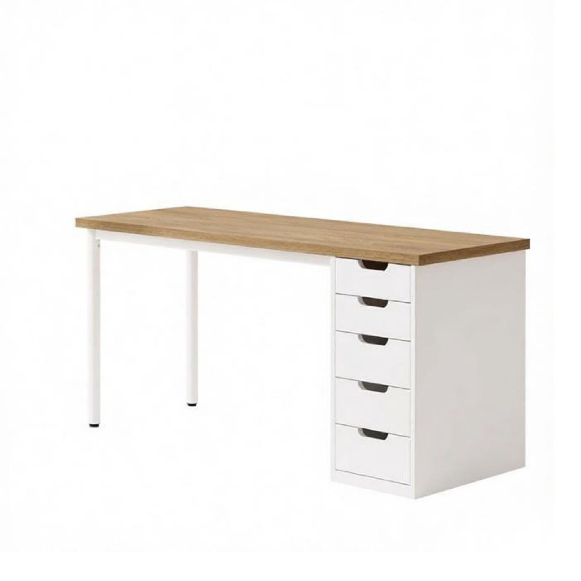 47 Inch Modern Computer Desk with 5 Reversible Drawers, Study Writing Table for Home Office