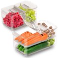 thumbnail image 1 of WAVELUX Produce Saver Containers for Refrigerator, Food Fruit Vegetables Storage, 2Pcs Stackable Fridge Organizer, Fresh Keeper Drawer Bin Basket with Vented Lids , Removable Drain Tray & Folding Lid…, 1 of 9