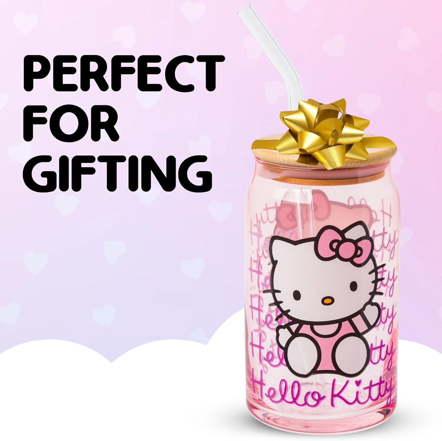 Hello Kitty Ceramic Ramen Bowl & Glass Tumbler Set - Strawberry Milk Japanese Design