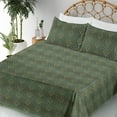 thumbnail image 3 of Ambesonne Art Deco Fitted & Flat Sheet with Shams 4 Pcs Set, Retro Zigzag Drawing Motif, Full, Dark Teal and Dark Mustard, 3 of 5