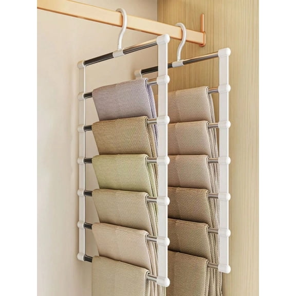 3‑Pack Heavy‑Duty Folding Multi‑Layer Pants Hangers, Space‑Saving Stainless Steel Closet Organizer Storage Rack, Anti‑Slip Anti‑Wrinkle Design for Jeans, Leggings, Wide‑Leg Pants