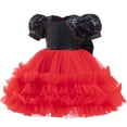 thumbnail image 6 of 12M-6Y Baby Dress Sequins Bowknot Girls Wedding Pageant Tutu Gown Dresses with Headwear, 6 of 6
