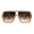 thumbnail image 3 of Oversized Rectangle Racer Shield 80s Plastic Fashion Flat Top Sunglasses Peach - Brown, 3 of 8