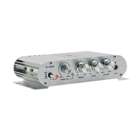 Mini Amplificador de Potencia Hugo 12 V 80 W x 2 Plata