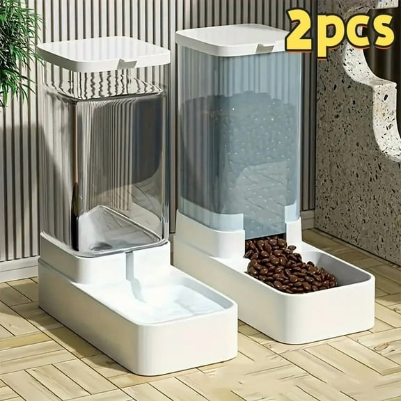 Gravity Pet Feeder and Drinker Set, Automatic Feeder and Pet Drinker for Dogs and Cats with Pet Food Bowl, Large Capacity (3.8 Litres)