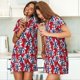 thumbnail image 4 of Fotbe Palm Tree Pattern on Red Bata de Dormir para Mujer con Estampado, Camisón de Algodón de Manga Corta, Ropa de Dormir Casual, 4 of 6