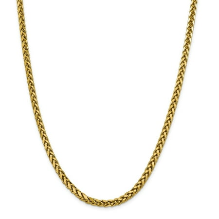Real 14kt Yellow Gold 5mm Semi-solid Diamond Cut Wheat Chain; 26 inch; Lobster Clasp; for Adults and Teens; for Women and Men