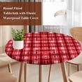 thumbnail image 4 of Red Plaid Round Tablecloth, Fitted Table Cover with Elastic for 45"-54" Round Tables, Modern Art Checkered Farmhouse Table Cloth Outdoor Indoor Dinning Party Waterproof Tablecloths, 4 of 7