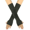 thumbnail image 3 of GZEFJRQM Long Fingerless Gloves for Women Winter Thumb Holes Half Finger Mittens Stretchy Warm Unisex Classic Fashion Stretch Fingerless Arm Warmers Oversleeve, 3 of 4