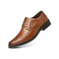 thumbnail image 3 of Daeful Mens Oxfords Formal Dress Shoes Wingtips Brogues Lace Up Business Leather Shoe Men Lightweight Brown 10, 3 of 8