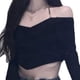 thumbnail image 5 of Top de manga larga Cuello de algodón de moda Suéter con cuello halter Top negro con cadena para mujeres Niñas Negro Talla única para alrededor de 88?121 lb, 5 of 8