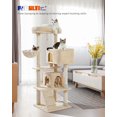 thumbnail image 3 of Cat Tree for Large Cats with Large Top Perch, [56.3''=143cm] Multi-Level Tower for Cats with Sleeping Bag, Cat Shelves with Scratching Posts and 2 Condos Houses, Beige,Sleeping Tree, 3 of 6
