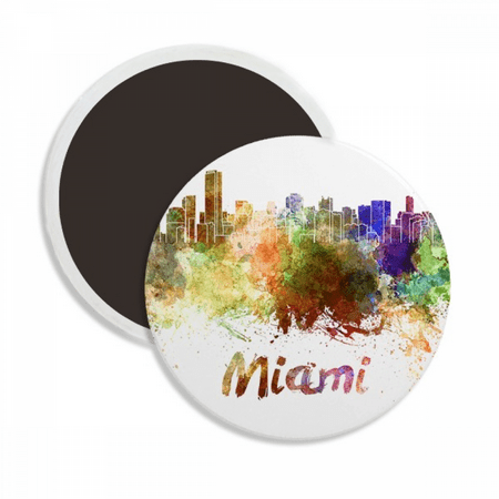 

Mia America City Watercolor Round Ceracs Fridge Magnet Keepsake Decoration