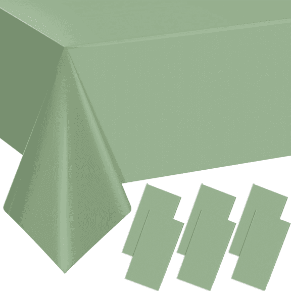 FBASport Sage Green Plastic Tablecloths for Rectangle Tables, Light Green Disposable Tablecloth, Waterproof Sage Green Table Cover for Birthday Bridal Wedding Baby Shower Party Decorations
