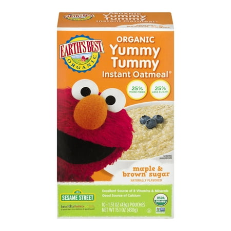 Earth's Best Organic Instant Oatmeal, Maple & Brown Sugar, 10 Count (Pack of 12)