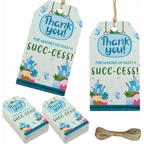 50pcs Succulent Plants Thank You Tags Appreciation Gift Tags with String Thank You for Making Us Such a Success Tags for Employee Thanksgiving Teachers Day Mothers Day Party Favors