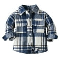 thumbnail image 2 of Long Sleeve Shirts For Boys 14-16 Toddler Boys Girls Shirt Coat Jacket Plaid Long Sleeve Kids Lapel Button Tops Outwear Z0A-Blue, 18-24 Months, 2 of 5