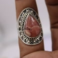 thumbnail image 3 of Silver Gift Ring, Rhodocrosite Solid 925 Sterling Silver Ring, 3 of 5