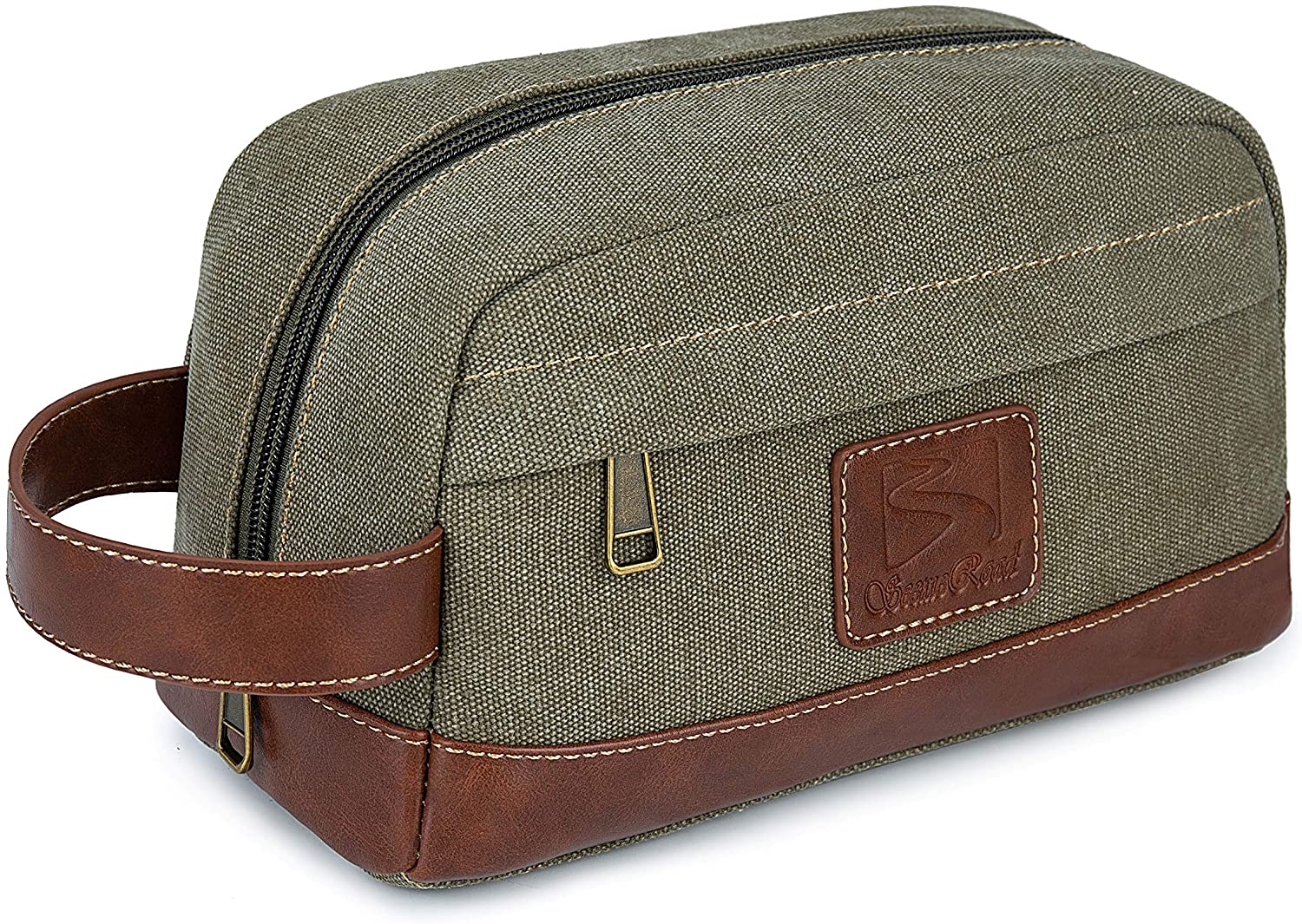 Toiletry Bag Canvas Leather Makeup Bag 