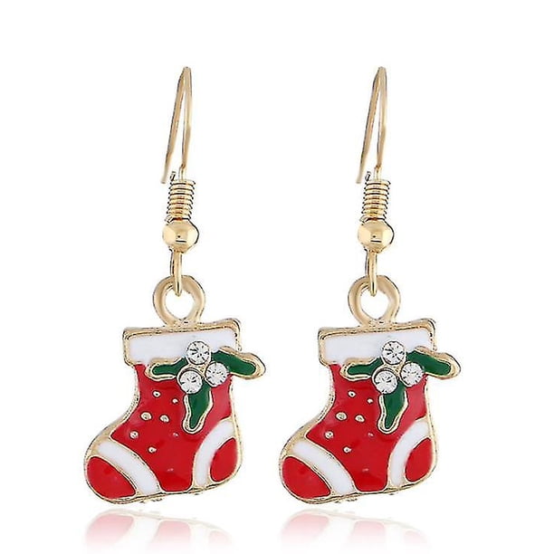 Collar de Papá Noel pendientes colgantes de copos de nieve encantadora decoración navideña $pendientes de la serie navideña $moda personalizada encantadora navideña EA