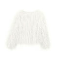 thumbnail image 7 of JGGSPWM Women's Cozy Shaggy Faux Furry Winter Outwear: Warm Long Sleeve Coat Jacket White L, 7 of 7