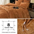 thumbnail image 5 of PHF Truly Velvet Duvet Cover Set King Size, 3 Pieces Luxury Ultra Soft Comforter Cover Set, Warm Flannel Duvet Cover with 2 Pillow Shams Bedding Collection, 104"x90", Brown Sugar (No Insert), 5 of 6