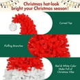 thumbnail image 6 of Youmumeub 6FT Artificial Christmas Tree, Whimsical Santa's Hat Shape Pre-lit Xmas Tree with 300 LED Lights, 1050 Tips, PET Needles & Metal Stand, Red and White Indoor Decor, 6 of 21