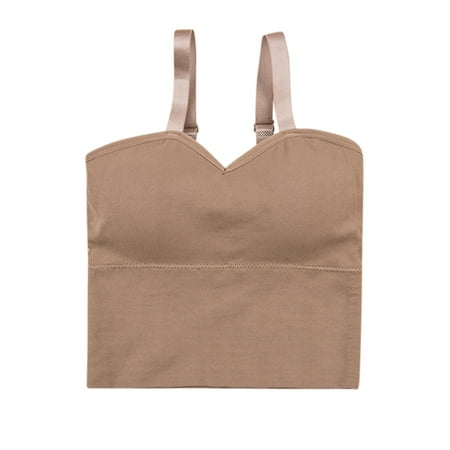 

YDKZYMD Women s Sports Bra Longline Bra Camisole Padded Workout Bras Khaki Freesize