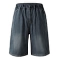 thumbnail image 7 of Generic Jorts for Teen Boys Y2K Baggy Jean Shorts Retro Pull On Denim Shorts Elastic Waist Loose H𝐢p Hop Jorts Pockets Soft Football, 7 of 7