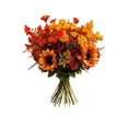 thumbnail image 2 of Artificial Fall Flower Arrangement, Sunflowers with Morning Glory Blooms & Cosmos Leaves, Harvest Floral Bouquet for Outdoor Porch, Table Vase, Entryway, Mantel & Thanksgiving Decor, 2 of 9