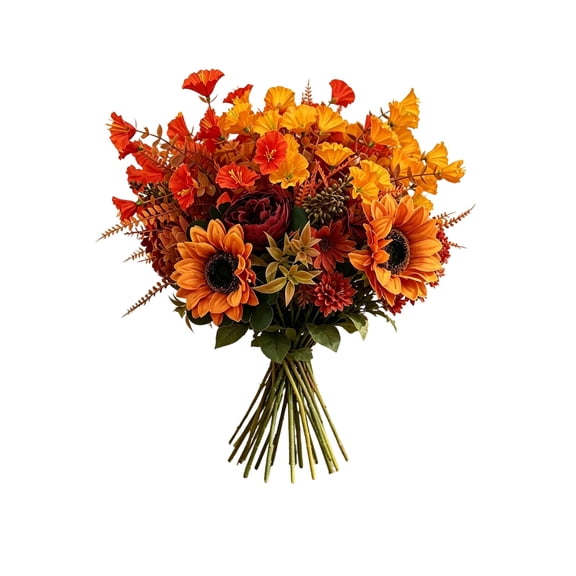 Artificial Fall Flowers Faux Mums Sunflower Fake Peony Silk Rose Hydrangea Flower for DIY Wedding Bridal Bouquet,Thanksgiving Party Table Centerpieces,Autumn Arrangement Vase Decoration