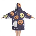 thumbnail image 2 of Halloween Ghost & Pumpkin Pattern Blanket Hoodies for Kids 6-13YR Oversize Wearable Blanket Hoodies for Boys Girls Teens, 2 of 7