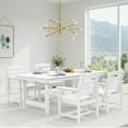 thumbnail image 2 of SERWALL Patio Dining Set, 5-Piece Rectangular HDPE Dining Table with Umbrella Hole & 4 Chairs, White, 2 of 7
