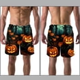 thumbnail image 3 of luoweisi Men's Beach Shorts Quick Dry Swim Trunks with Mesh Lining Halloween Pumpkin L, 3 of 5