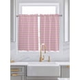 thumbnail image 2 of Tier Curtains 45 Inches Long, Pink Window Treatment Curtain Drapes, Grid Checkered Plaid Gingham Lattice Trellis Small Curtain Drapes for Bathroom Laundry Room, 27.5"x45", 2 Panels, 2 of 7
