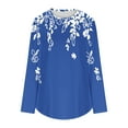 thumbnail image 5 of miqiqism Great discounts！Women Floral Printed Shirts Round Neck Pullover Tops Loose Tunic Blouses Juniors Long Sleeve Clothing Fall,V# Navy,XX-Large, 5 of 5
