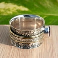 thumbnail image 4 of Rainbow Moonstone Spinner Ring: 925 Sterling Silver Worry Band, Handmade, 4 of 5