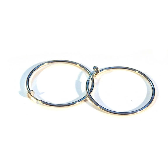 Clip-on Earrings 1.5 inch Hoop Earrings Silver Tone Hoops Not Pierced Simple Thin Hoops