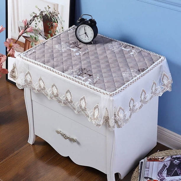 Nvzi 1 funda para mesita de noche, funda para mesa de café, mantel pequeño multifuncional, funda antipolvo con borde de encaje 45 * 45 cm (marrón claro)
