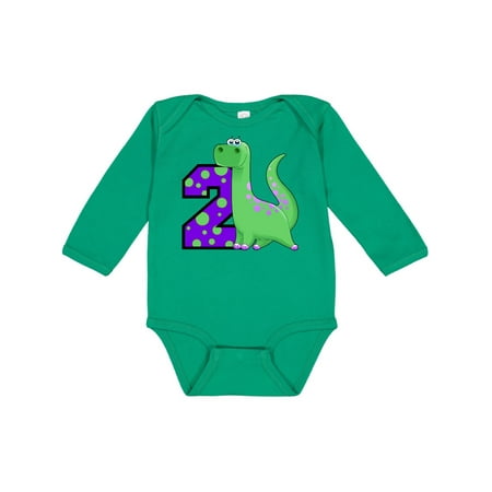 

Inktastic 2nd Birthday Dinosaur Gift Baby Boy Long Sleeve Bodysuit