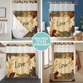 thumbnail image 5 of No Hook Shower Curtain with Snap in Liner, Vintage Brown Yellow Green Leaves Waterproof Bath Curtain Double Layers with See Through Top Window, Love Quote on Retro Hotel Shower Curtains 36x72in, 5 of 9