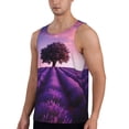thumbnail image 2 of Daiia Lavender Field Sunset Printed Men's Quick Dry Fit Muscle Tank Top Slim-Fit Tank Workout Tank Top Lightweight Sports Tank Top-Large, 2 of 7