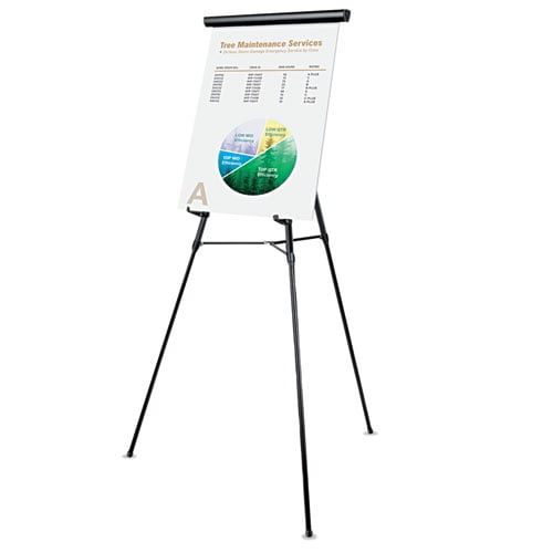 Aluminum Adjusts 34" to 64" Silver 3-Leg Telescoping Easel with Pad Retainer 