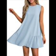 thumbnail image 1 of Vestido Tipo Chaleco Sin Mangas con Cuello Redondo en Color Liso, Azul , Talla M, 1 of 6