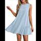 thumbnail image 1 of Vestido Tipo Chaleco Sin Mangas con Cuello Redondo en Color Liso, Azul , Talla M, 1 of 6