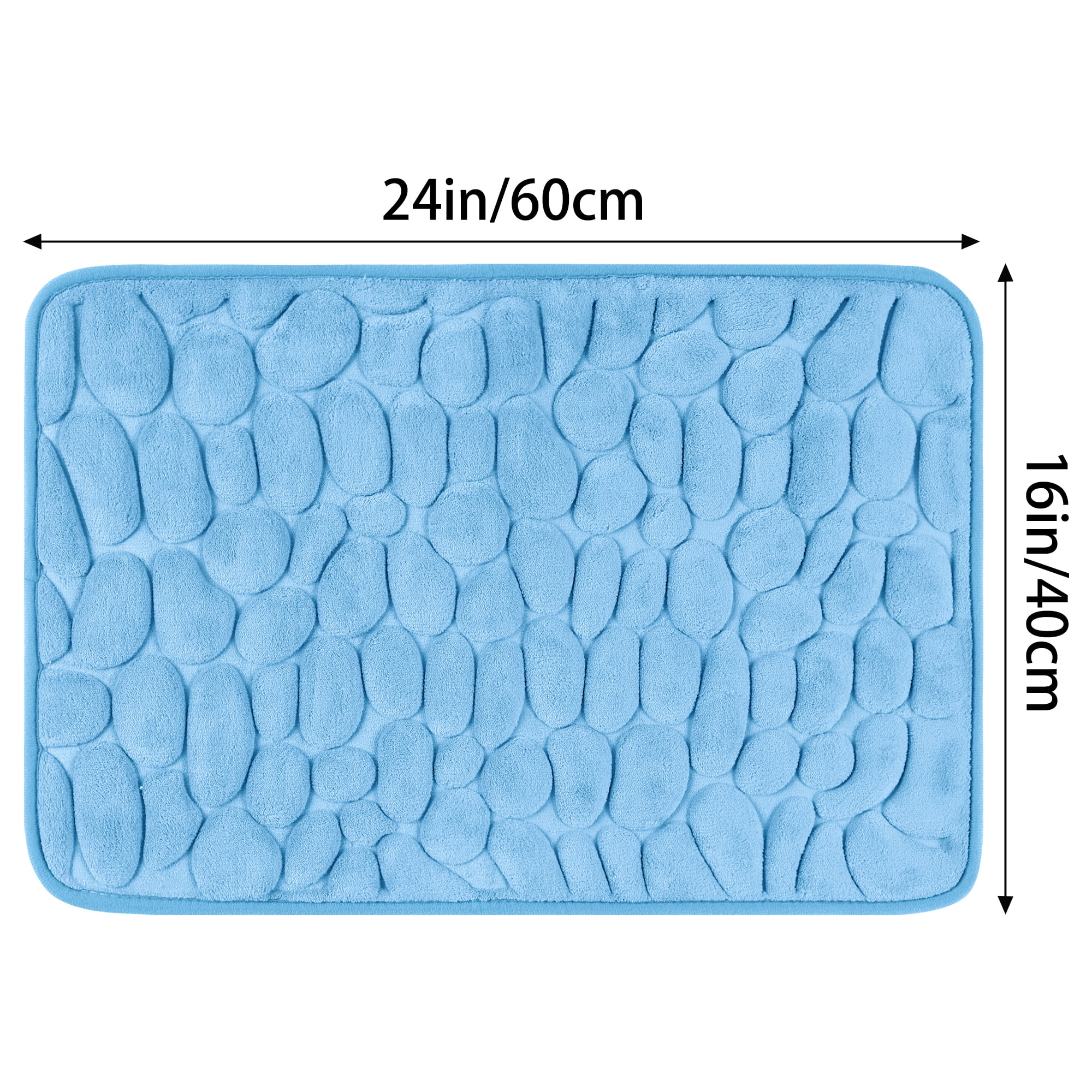 Unique Bargains 2 Pcs Non-Slip Memory Foam Bath Mat Soft Bathroom Rugs for Bathroom, Sink Light Blue 16" x 24"