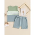 thumbnail image 4 of Bagilaanoe 2pcs Toddler Baby Boy Shorts Set Contrast Colors Sleeveless Tank Tops + Shorts 6M 12M 18M 24M 3T Kids Casual Summer Clothes, 4 of 7