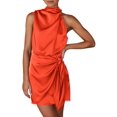 thumbnail image 1 of Vestido PRETTYGARDEN de satén sin mangas con cuello simulado y cinturón en la cintura M, 1 of 8