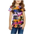 thumbnail image 2 of Odeerbi Toddler Kids Boys Girls Hawaiian Tops Summer Beach Tropical Print Short Sleeve T-shirt Summer Funny Graphic Shirts 3-14 Years Multicolor, 2 of 5